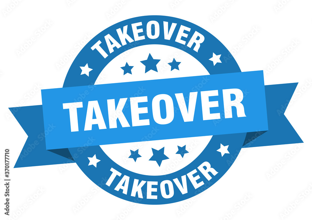 Fototapeta premium takeover round ribbon isolated label. takeover sign
