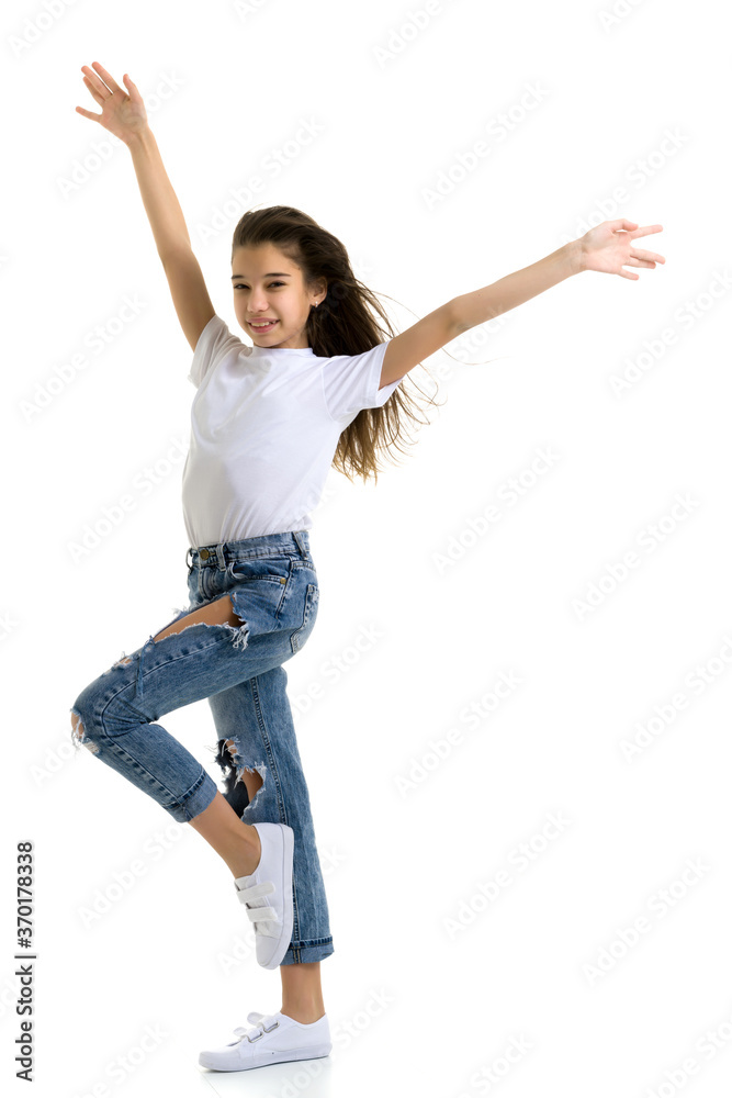 Little girl with a white t-shirt for advertising. Little girl with a white t-shirt for advertising.