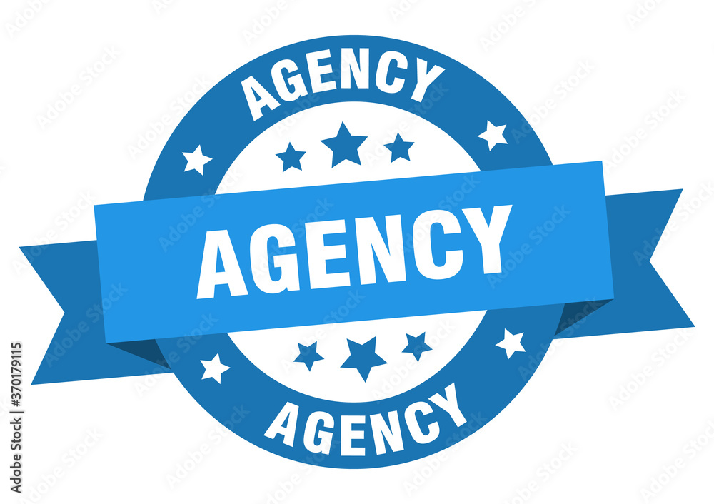 Fototapeta premium agency round ribbon isolated label. agency sign