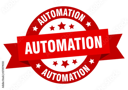 automation round ribbon isolated label. automation sign