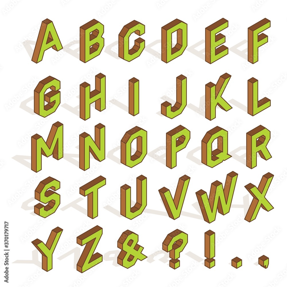 Isometric English alphabet and symbols Isometric English alphabet and symbols