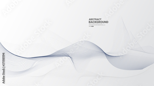 Grey white abstract background with flowing particles. Digital future technology concept. vector illustration.