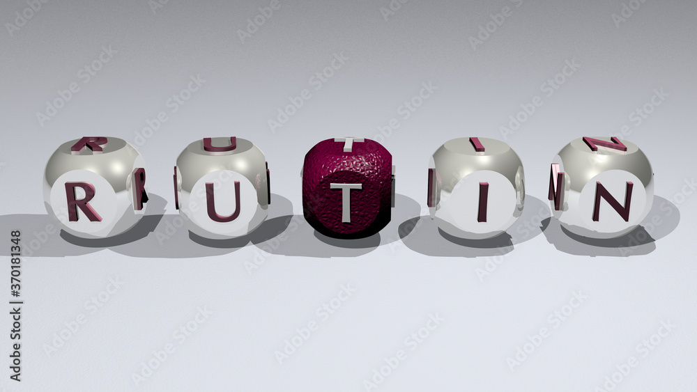 combination of nutrition supplements: Rutin built by cubic letters from the top perspective, excellent for the concept presentation combination of nutrition supplements: Rutin built by cubic letters from the top perspective, excellent for the concept presentation