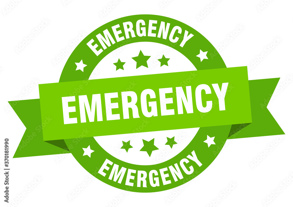 emergency round ribbon isolated label. emergency sign emergency round ribbon isolated label. emergency sign