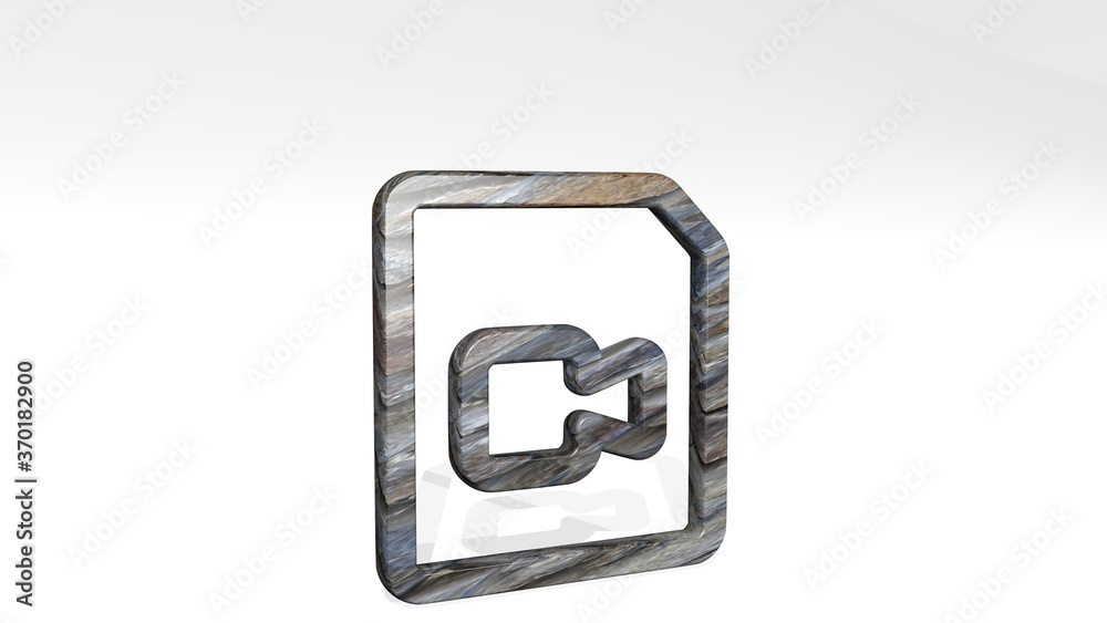video file camera casting shadow with two lights. 3D illustration of metallic sculpture over a white background with mild texture. icon and game video file camera casting shadow with two lights. 3D illustration of metallic sculpture over a white background with mild texture. icon and game