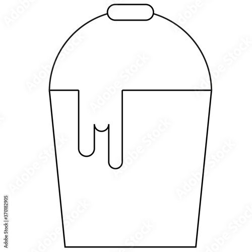 paint bucket outline with white paint spoiled