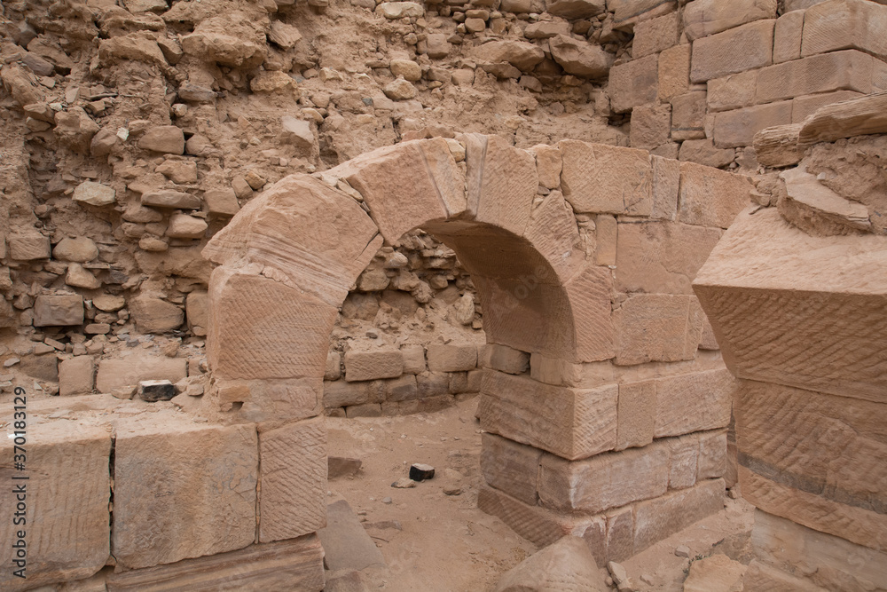 Ancient arch and Keystone, ruined castle, middle east