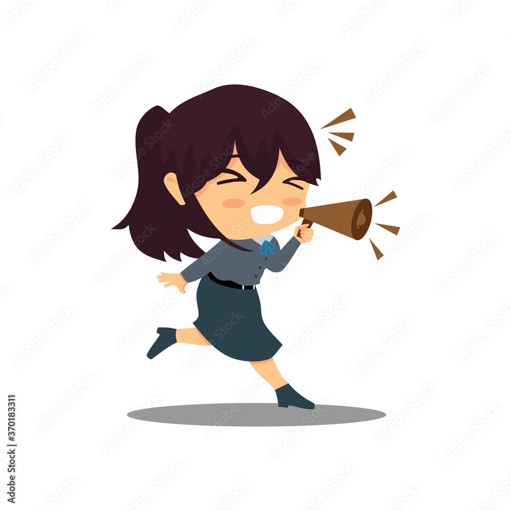 Cartoon Businesswoman Shout Out With Megaphone Cartoon Businesswoman Shout Out With Megaphone