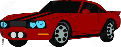 Retro red car vintage isolated.Vector illustration