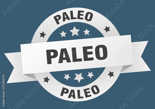 paleo round ribbon isolated label. paleo sign
