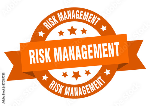 risk management round ribbon isolated label. risk management sign