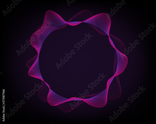 Abstract radial line background. Curve sound wave vector graphic illustration. Ripple waveform. Concept of modern technology background.
