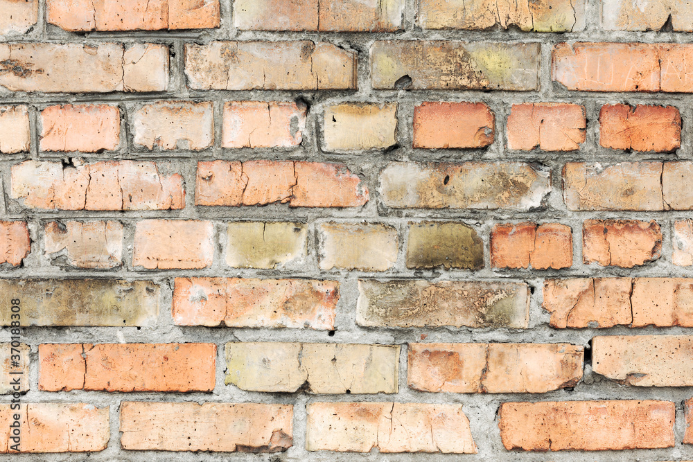 Abstract background old white brick wall with cracks and scratches. Landscape style. Great background or texture. Abstract background old white brick wall with cracks and scratches. Landscape style. Great background or texture.