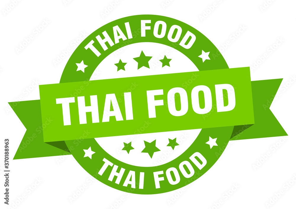 thai food round ribbon isolated label. thai food sign