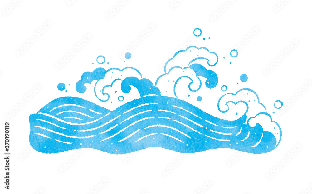 海と波の和風のイラスト Stock Vector | Adobe Stock