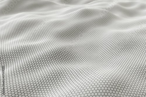 3D rendering of white surface with hexagonal pattern