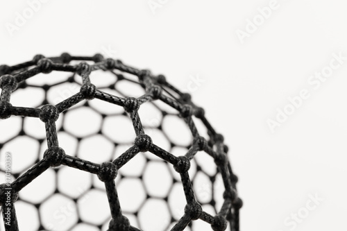 3D rendering of fullerene ball on white background, carbon strucutre