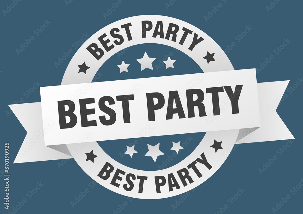best party round ribbon isolated label. best party sign