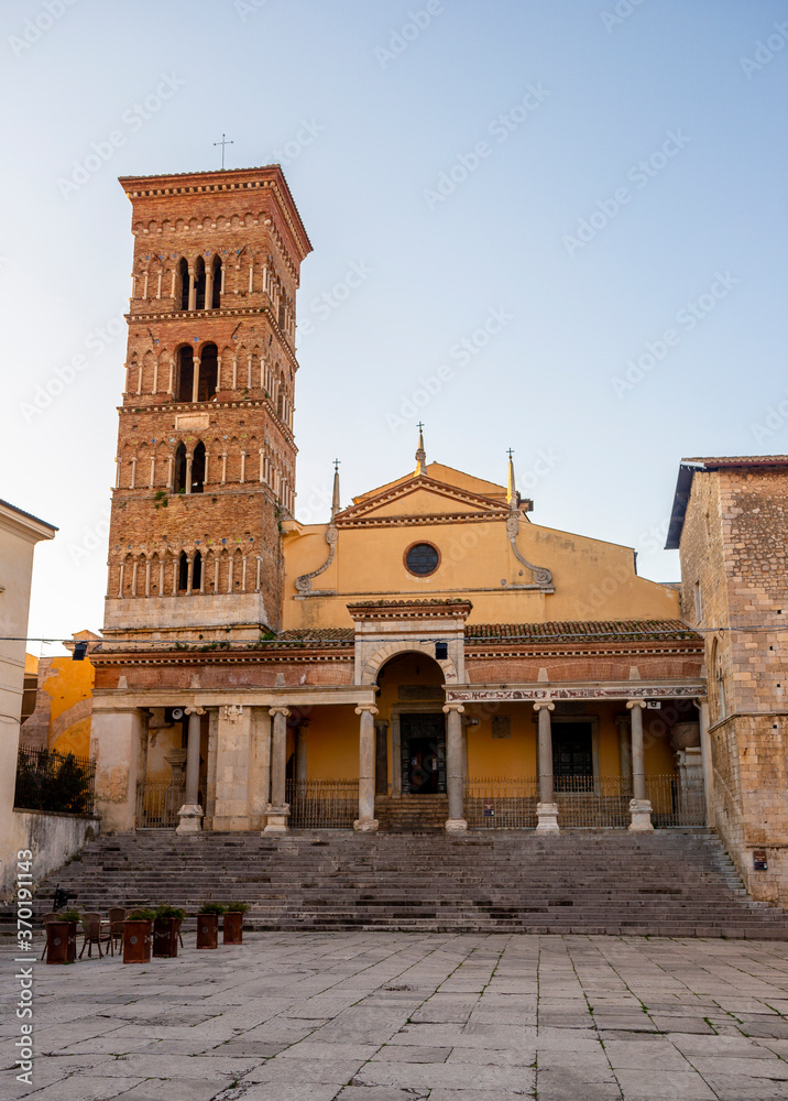 Terracina Cathedral dedicated to Saint Caesarius of Terracina and formerly to Saint Peter with Bell tower and stairs