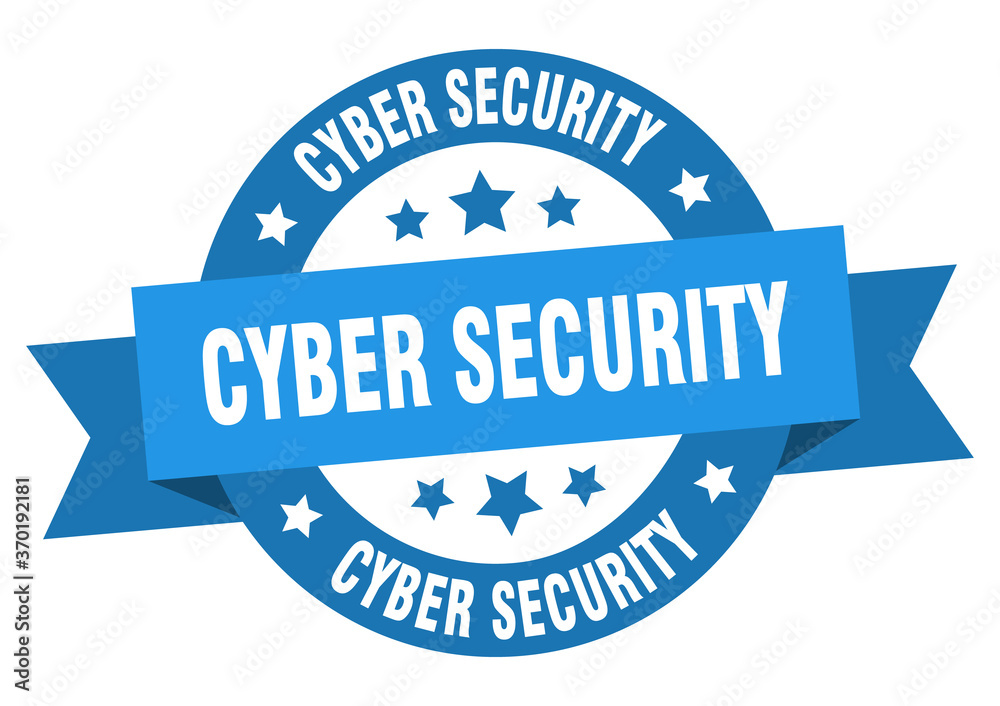 cyber security round ribbon isolated label. cyber security sign