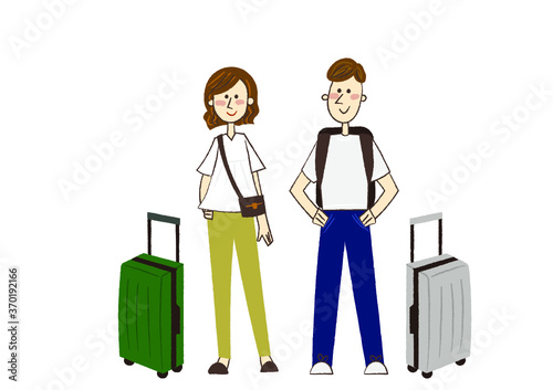 旅行に行く男性と女性