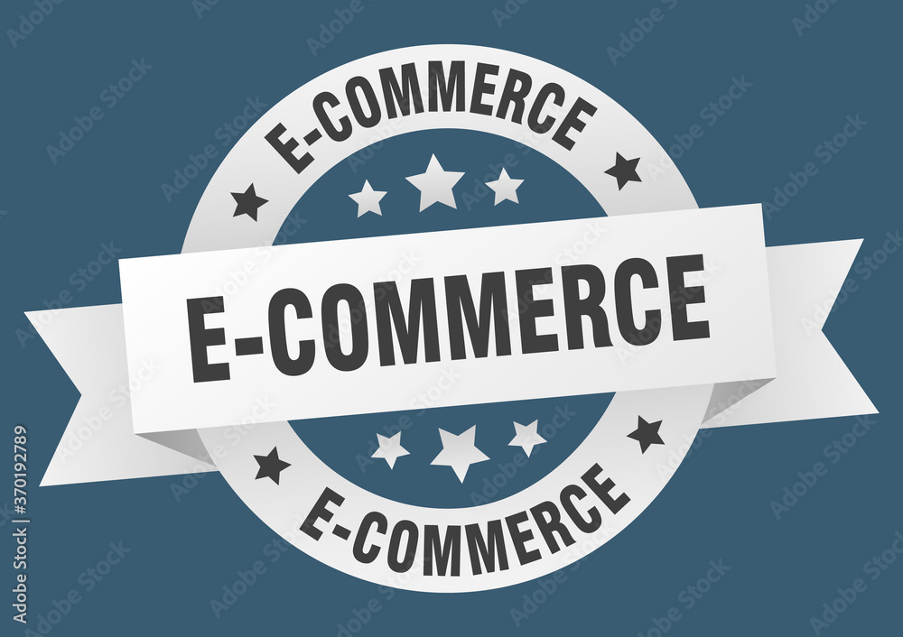 Obraz premium e-commerce round ribbon isolated label. e-commerce sign