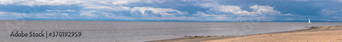 Panoramic view of Morecambe Beach from Fleetwood, Lancashire, UK