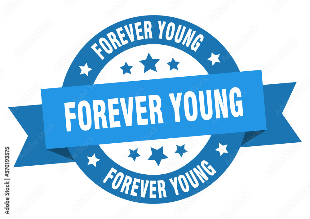 forever young round ribbon isolated label. forever young sign