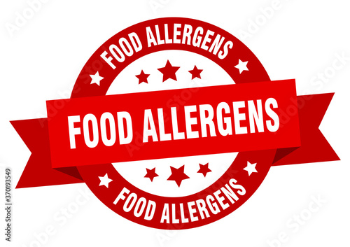 food allergens round ribbon isolated label. food allergens sign