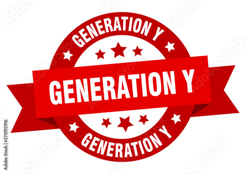 generation y round ribbon isolated label. generation y sign