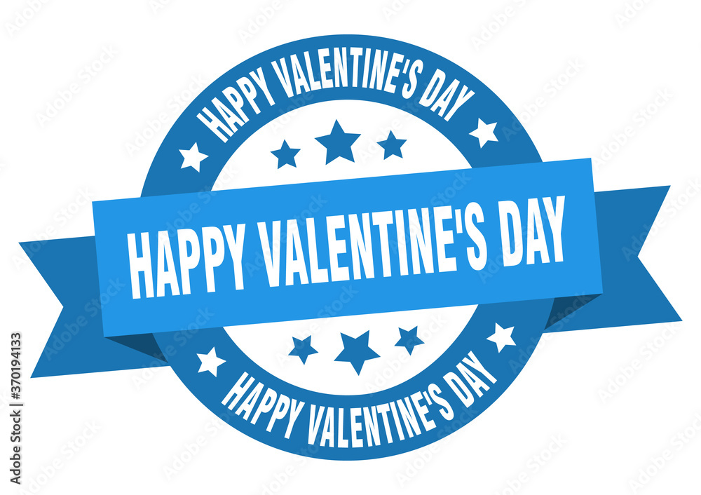 Fototapeta premium happy Valentine's day round ribbon isolated label. happy Valentine's day sign