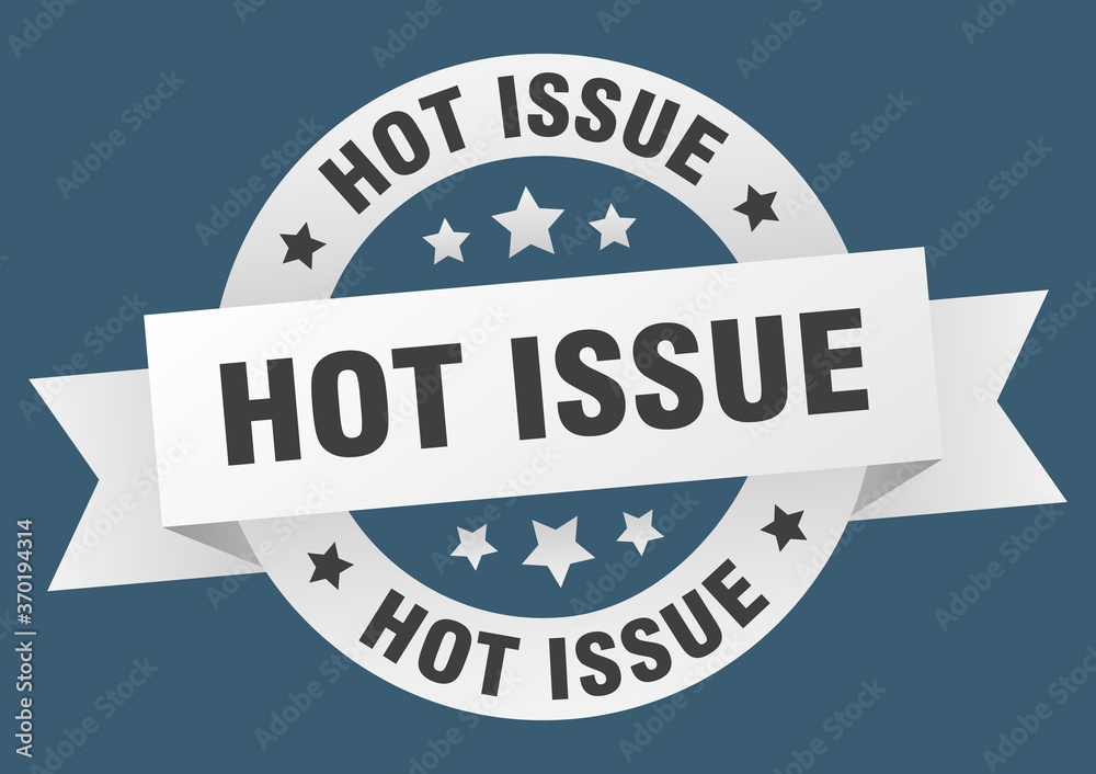 hot issue round ribbon isolated label. hot issue sign