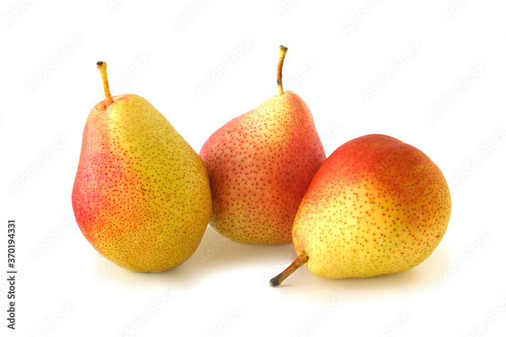Three tasty red - yellow pears isolated on white Three tasty red - yellow pears isolated on white