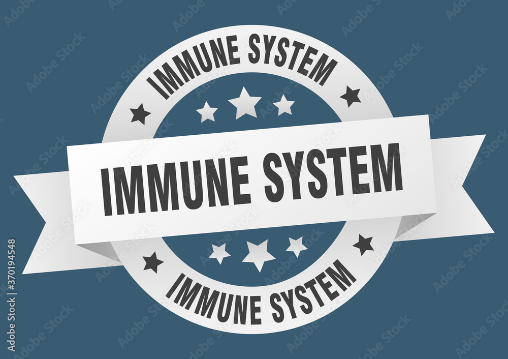 immune system round ribbon isolated label. immune system sign