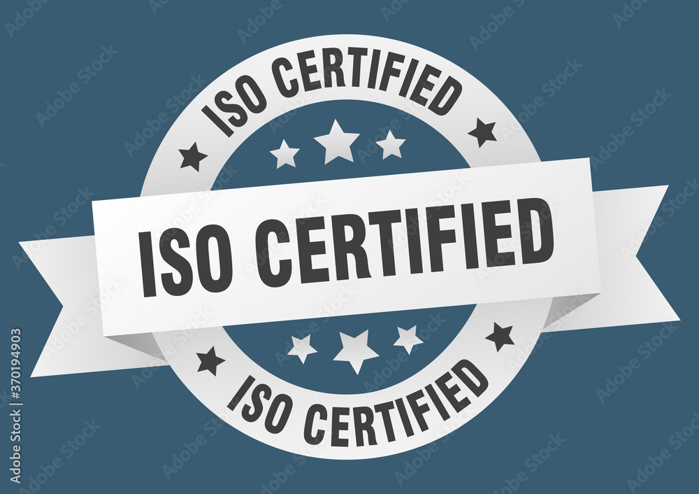 iso certified round ribbon isolated label. iso certified sign