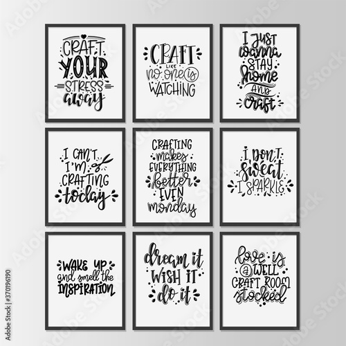 Craft motivational quote Hand drawn typography poster set. Conceptual handwritten phrase craft T shirt hand lettered card collection. Vector illustration