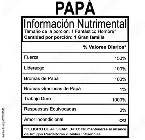 Información Nutrimental - Papá