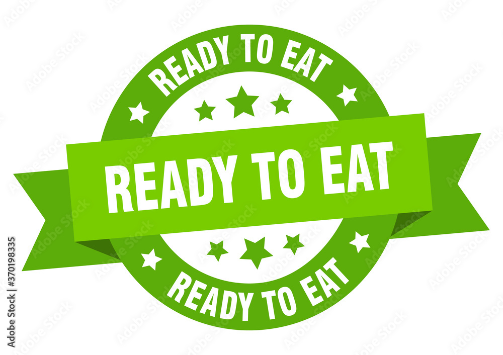 ready to eat round ribbon isolated label. ready to eat sign