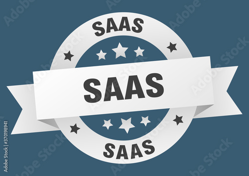 saas round ribbon isolated label. saas sign