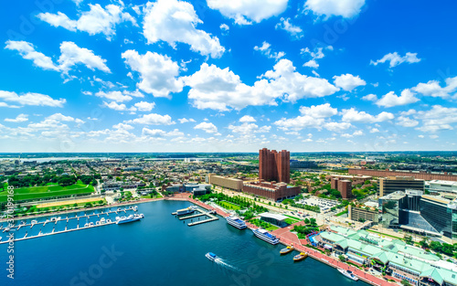 Inner harbor in Baltimore, Maryland on a clear day