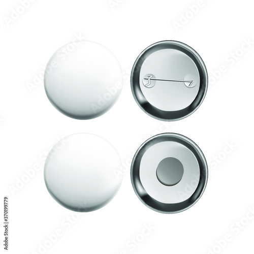 Universal mockup of white badge. Vector realistic illustration on white background, ready and simple to use for your design. 