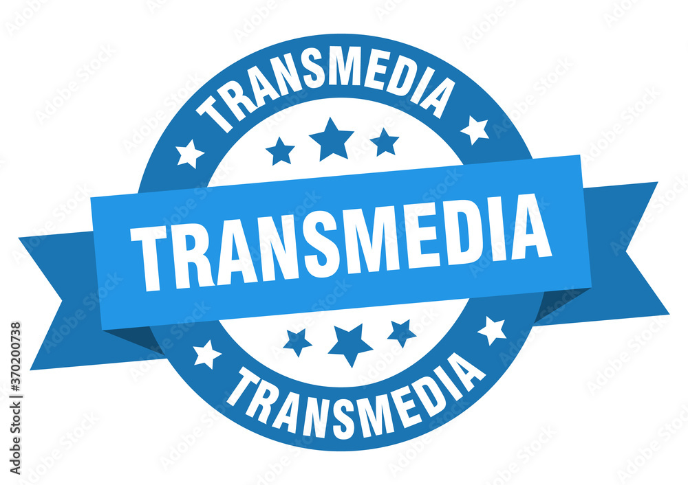 transmedia round ribbon isolated label. transmedia sign