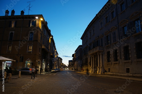 The architecture of the old part of the city of Verona in Italy. The Corso Cavour street.