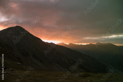 Mountain sunrise in the summer time