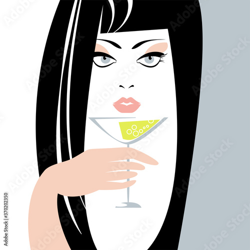 Woman with a glass in a hand..