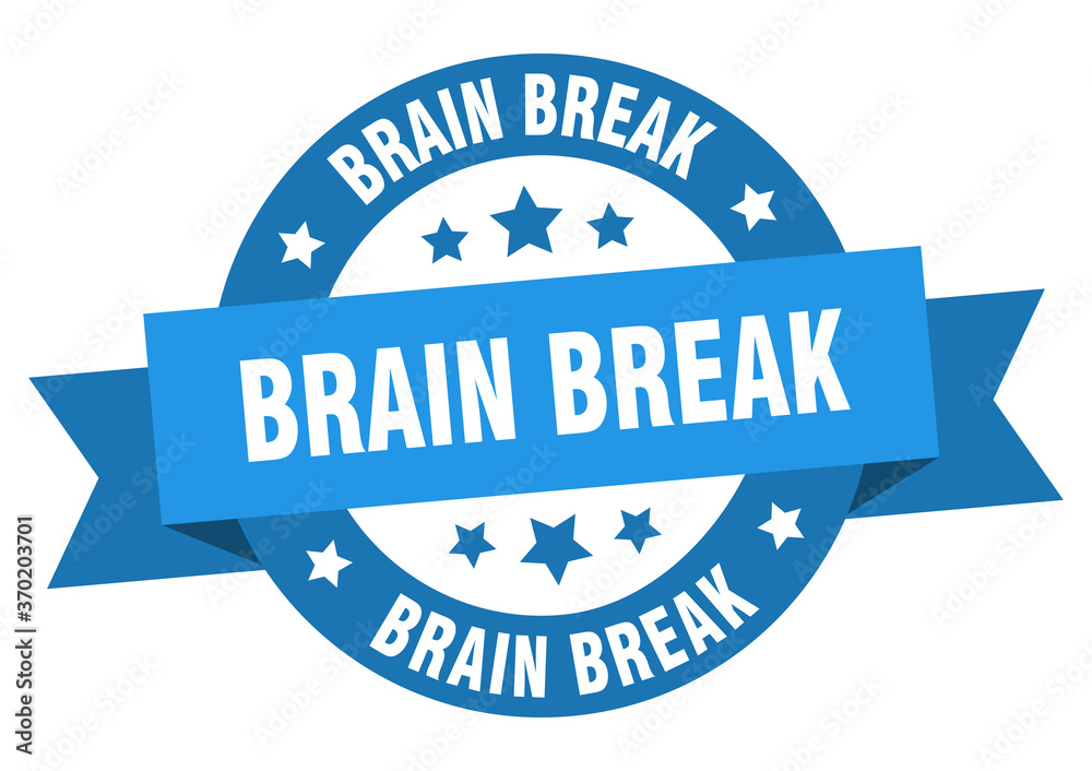 brain break round ribbon isolated label. brain break sign