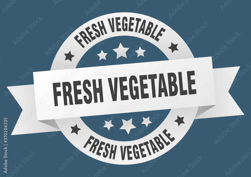 Fototapeta premium fresh vegetable round ribbon isolated label. fresh vegetable sign
