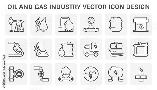 Oil and gas industry vector icon set design.
