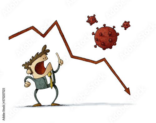 illustration of the market depression as a result of covid-19 a businessman i...