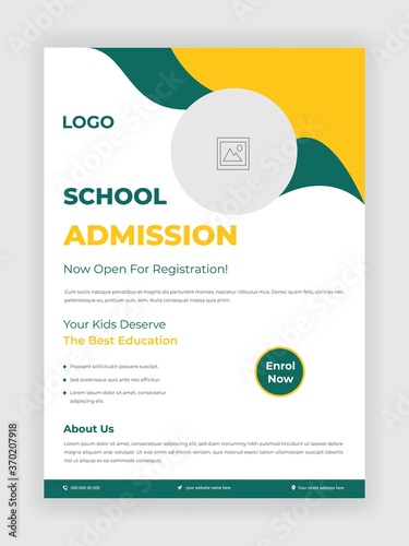 Creative style admission flyer template for school, college, university, coaching center vector design